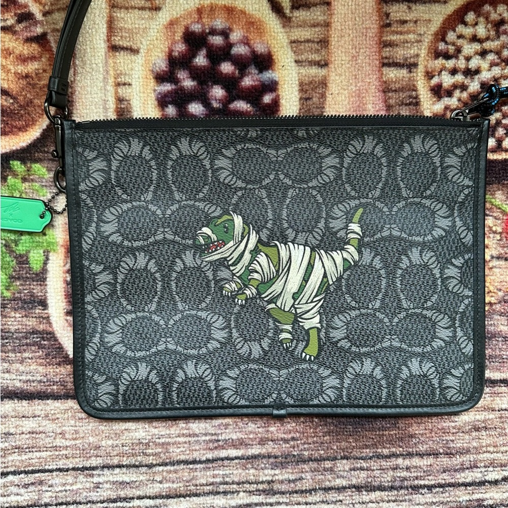 Coach x Michael B Jordan Charter Pouch in Mummified Signature Canvas with Rexy